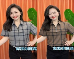 格子半拉鏈襯衫