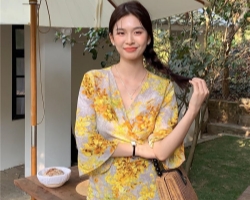 法式花卉連衣裙