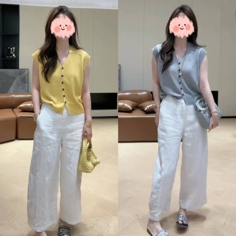 冰絲麻無袖上衣